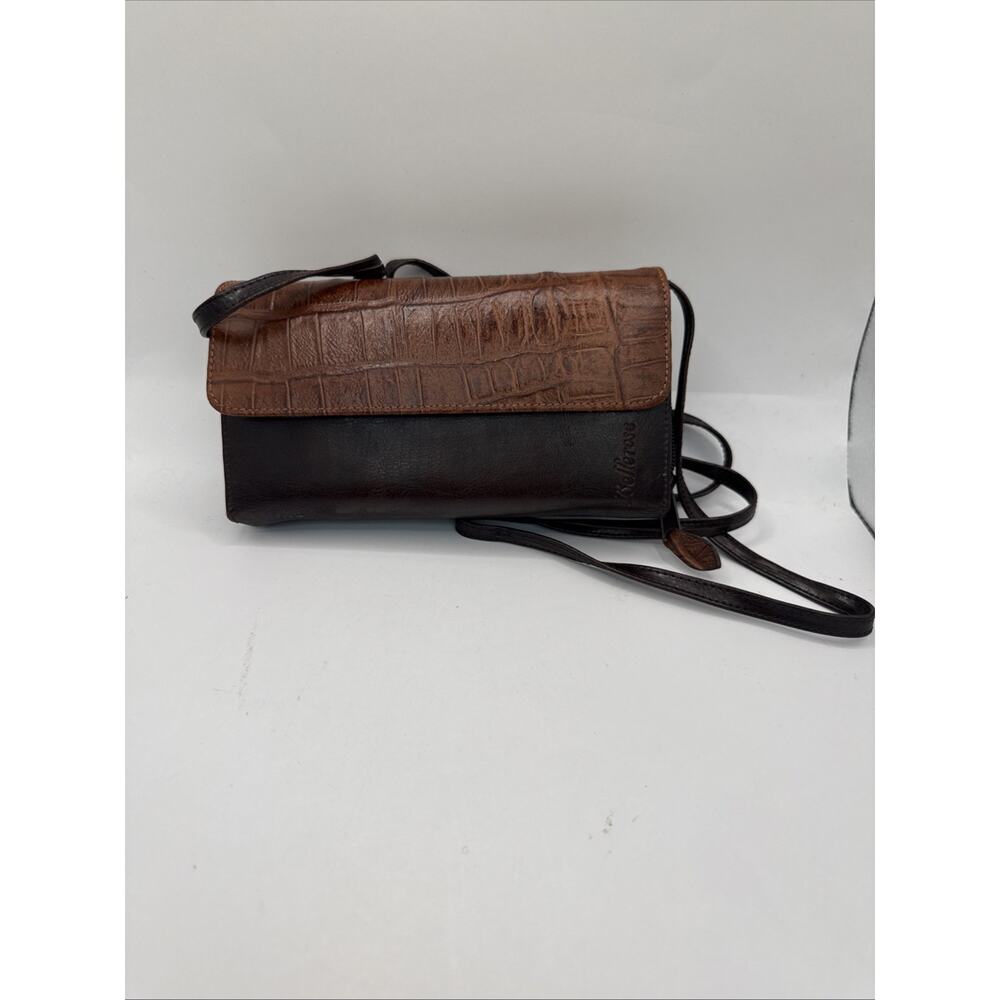 Bell Rose Cross Body Brown Bag / Wallet with Phone Pouch & Check Book Cover